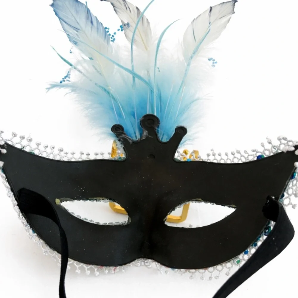 Unbranded • Elegant Venetian-Style Masquerade Mask in Aqua Blue & White